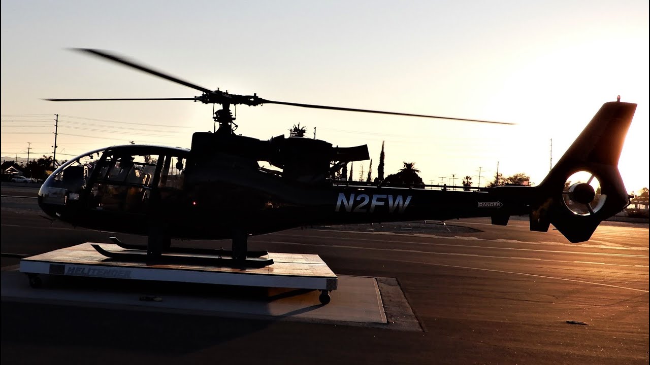 SA.341 Gazelle Start-Up & Takeoff From Helipad 