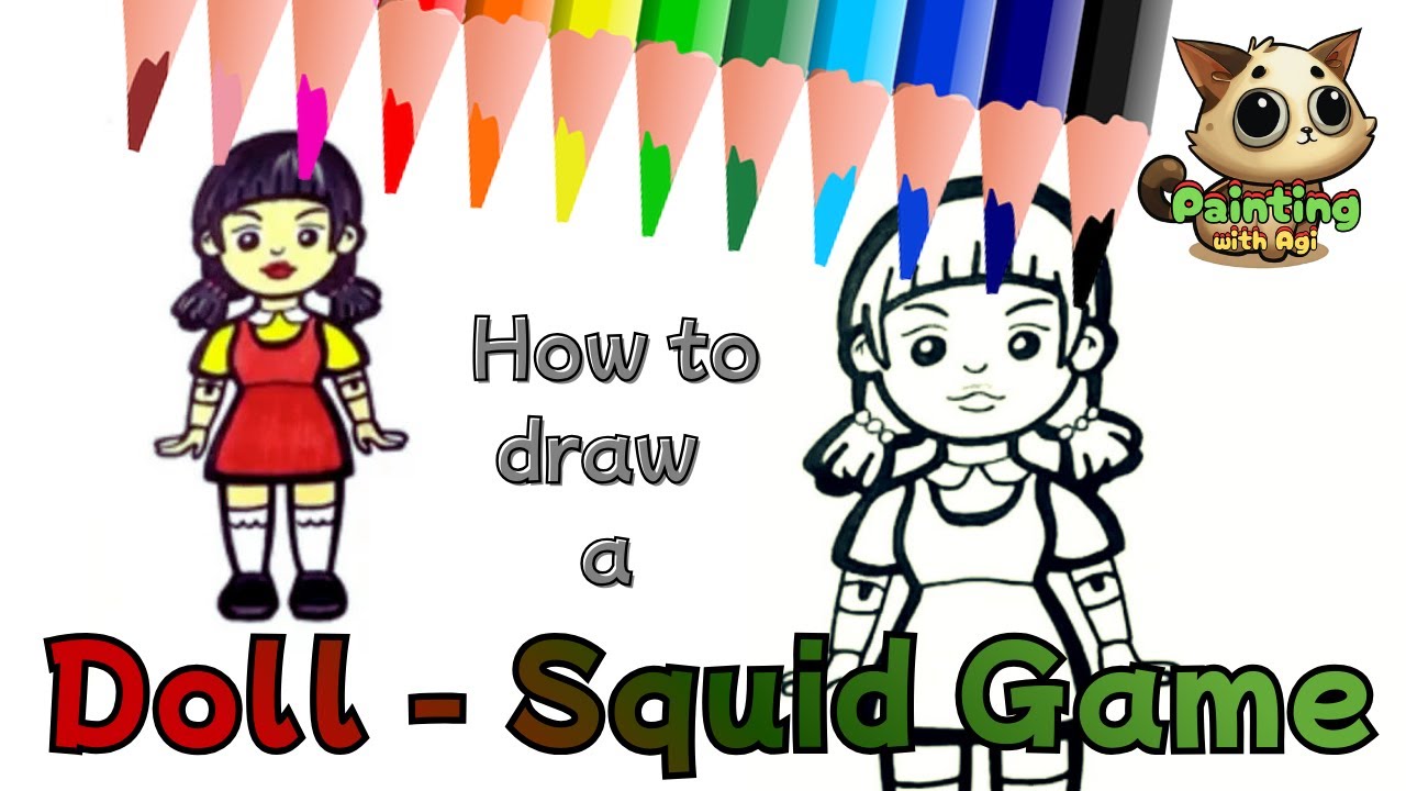 How To Draw a Doll from Squid Game ❤️ easy drawing for children | Painting with Agi | step by step