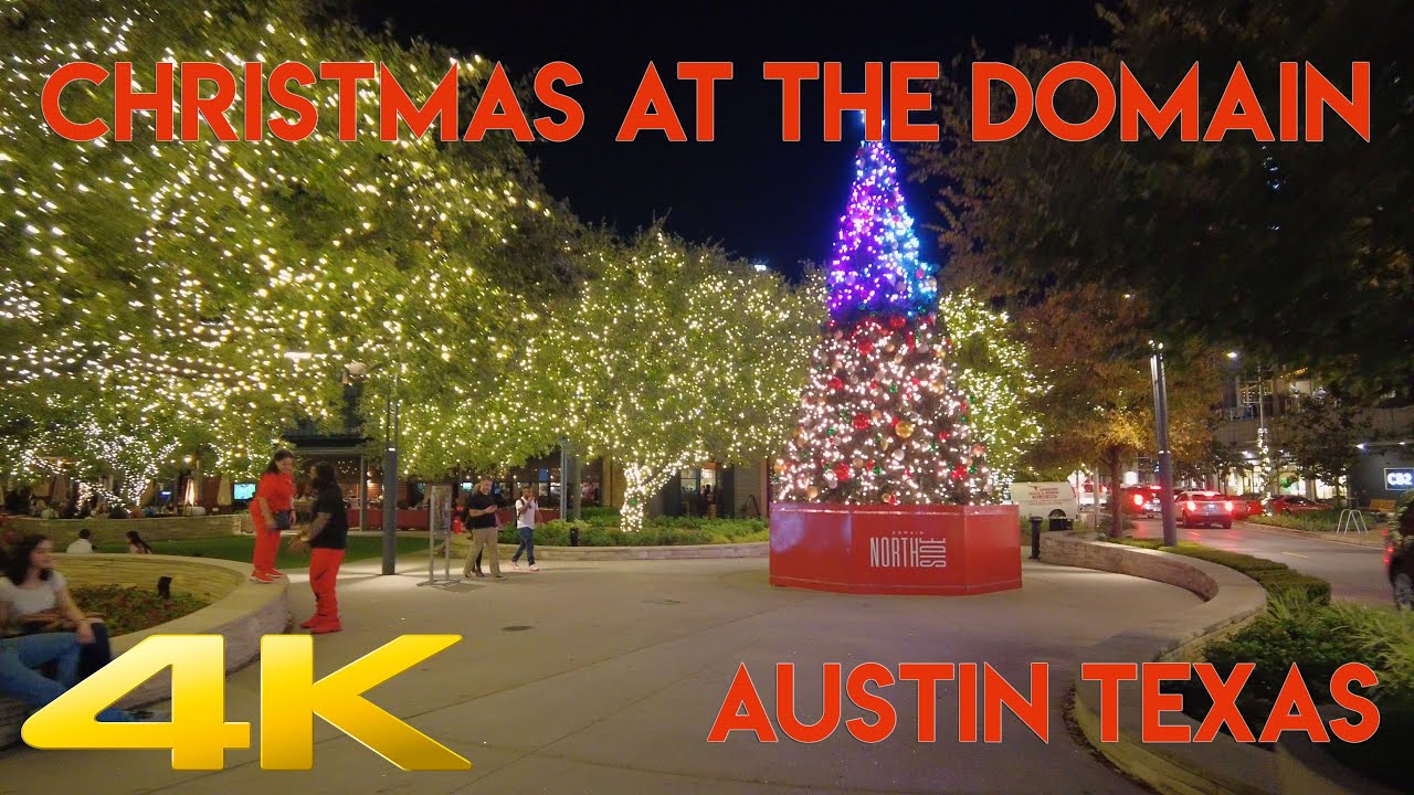 Walking The Domain in Austin Texas At Christmas.  4k UHD Christmas Lights Walking Video.