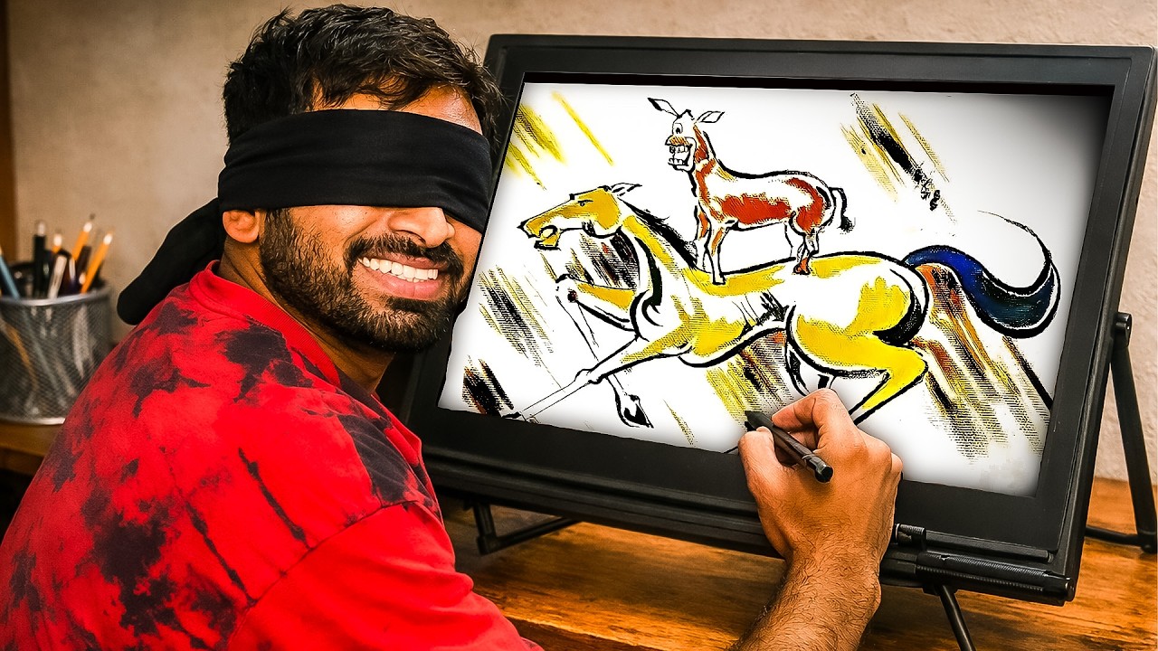 Can I Draw This Blindfolded? Challenge Accepted! 🔴 #challenge