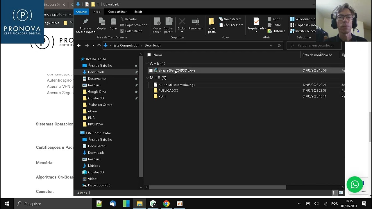 Como Instalar o software do ePass2003 no Windows