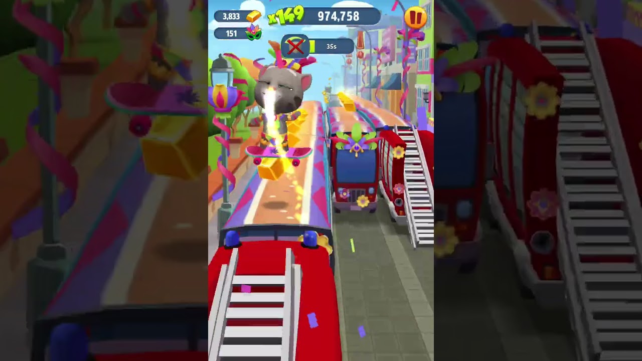 Talking Tom Gold Run 1 FIESTA Tom Go Party Disco Chiness New Year Skateborad🛹Tablet Gameplay