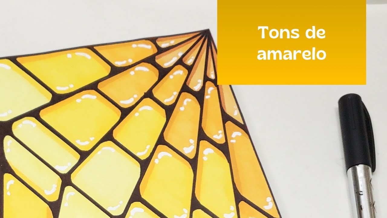 Coleção Desenho zen - Degradê Emocional - Tons Amarelo 3D. Como fazer Zendoodles.