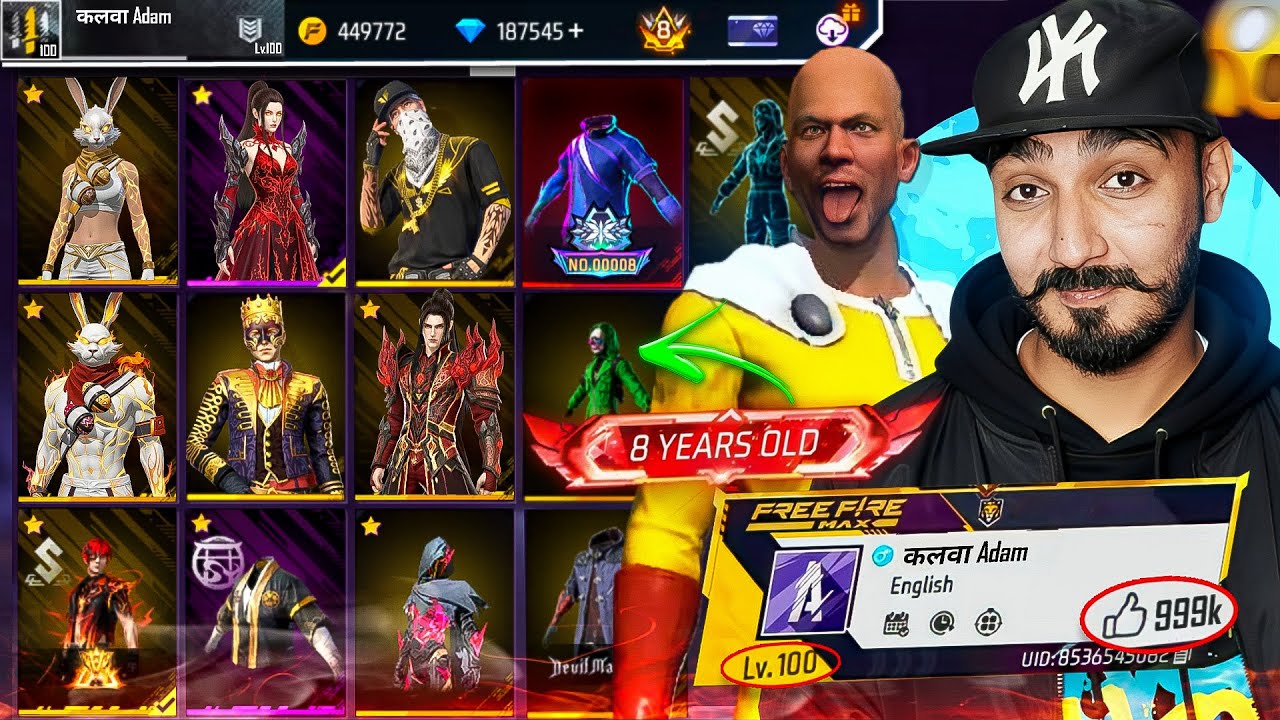 100 Level Prime 8 Player Vs कलुआ Adam 😈 Emote Battle हो गया 😮