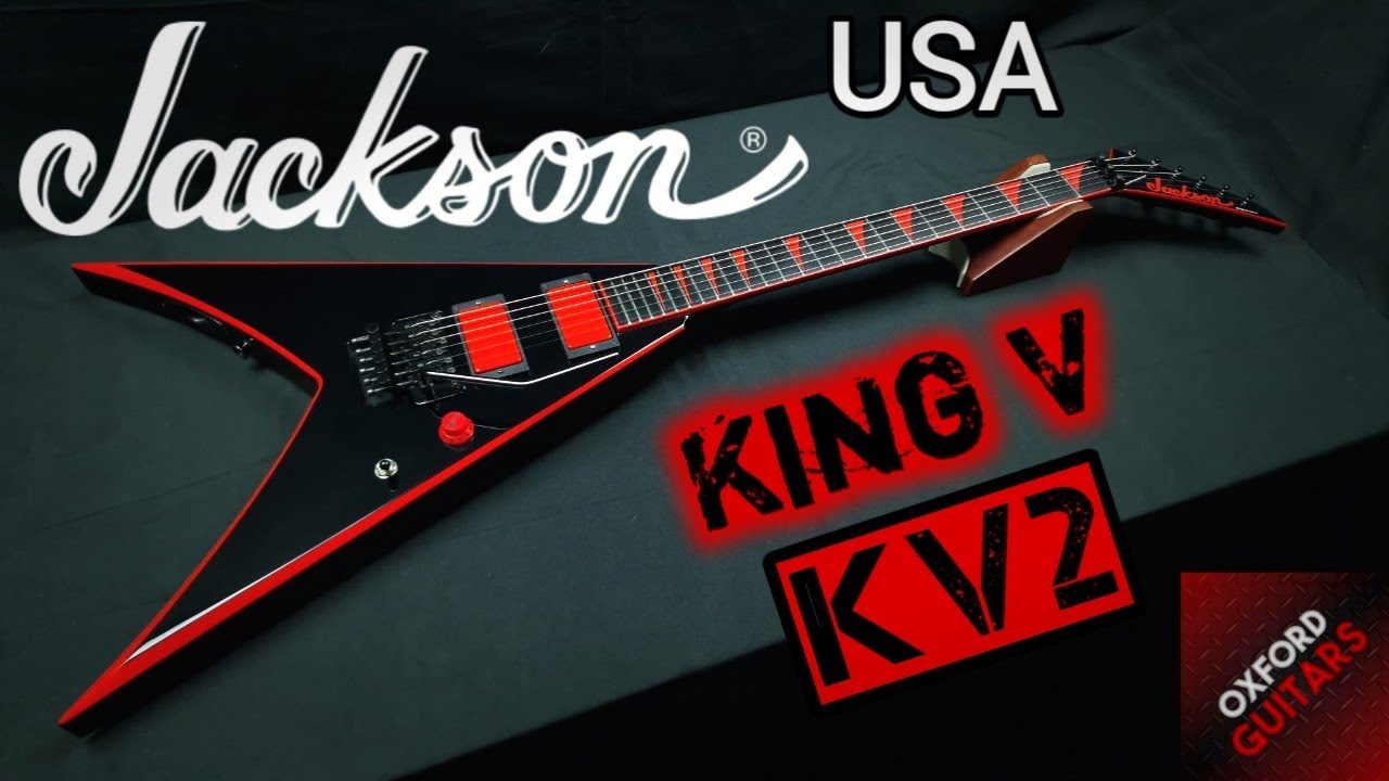 Jackson USA KV2 King V 2006 Black with Red Bevels SIMS Customs 4K guitar close up video
