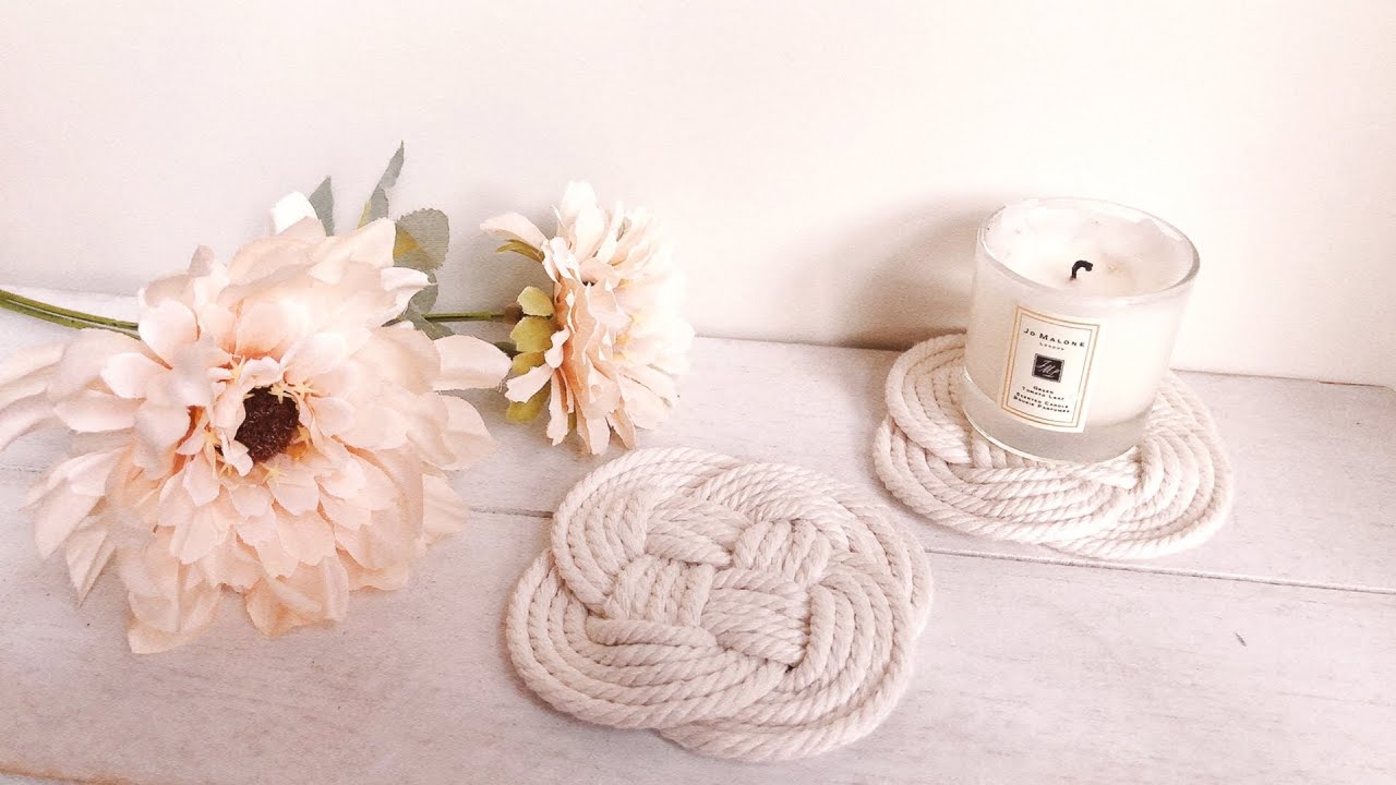 溫度製造所。macrame 手編 編織 板模繪製＋四瓣花型 杯墊 飾品墊