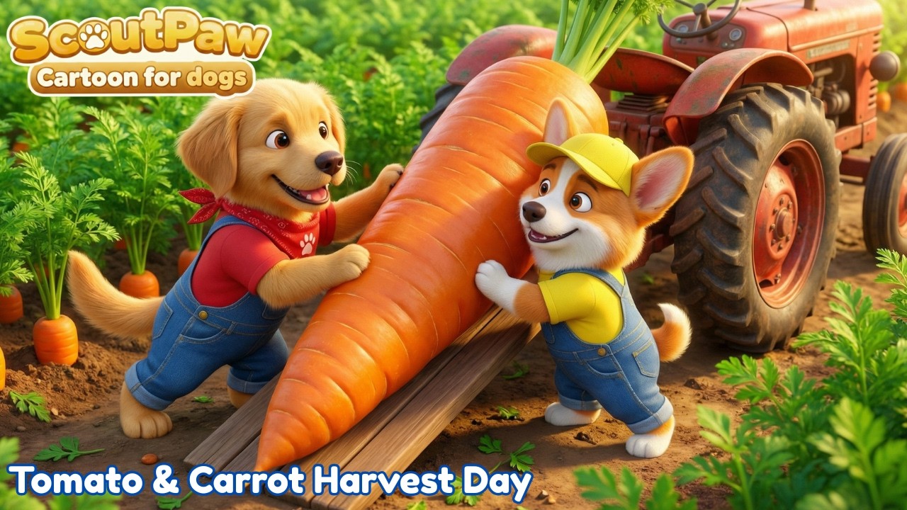 ScoutPaw Tomato & Carrot Harvest Day 🍅🥕Dog Cartoon for Puppies to Watch 📺 TV for Dogs
