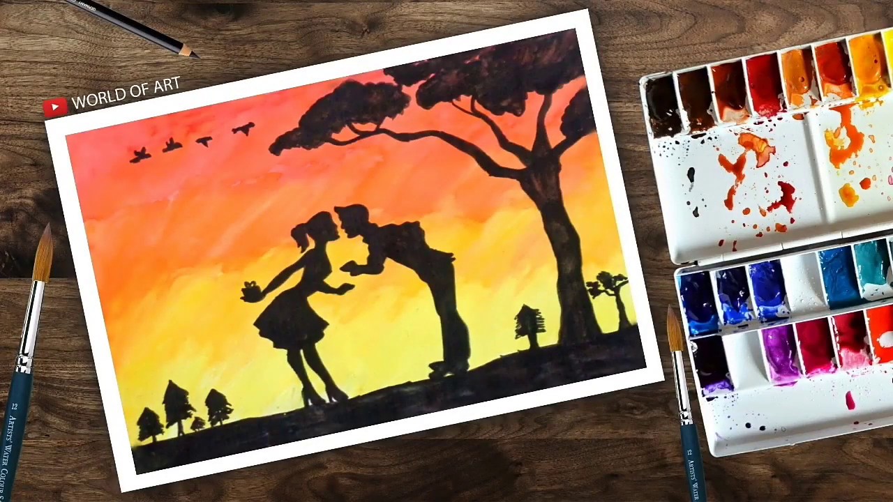 Valentine's Day Drawing for Beginners || Poster colour painting