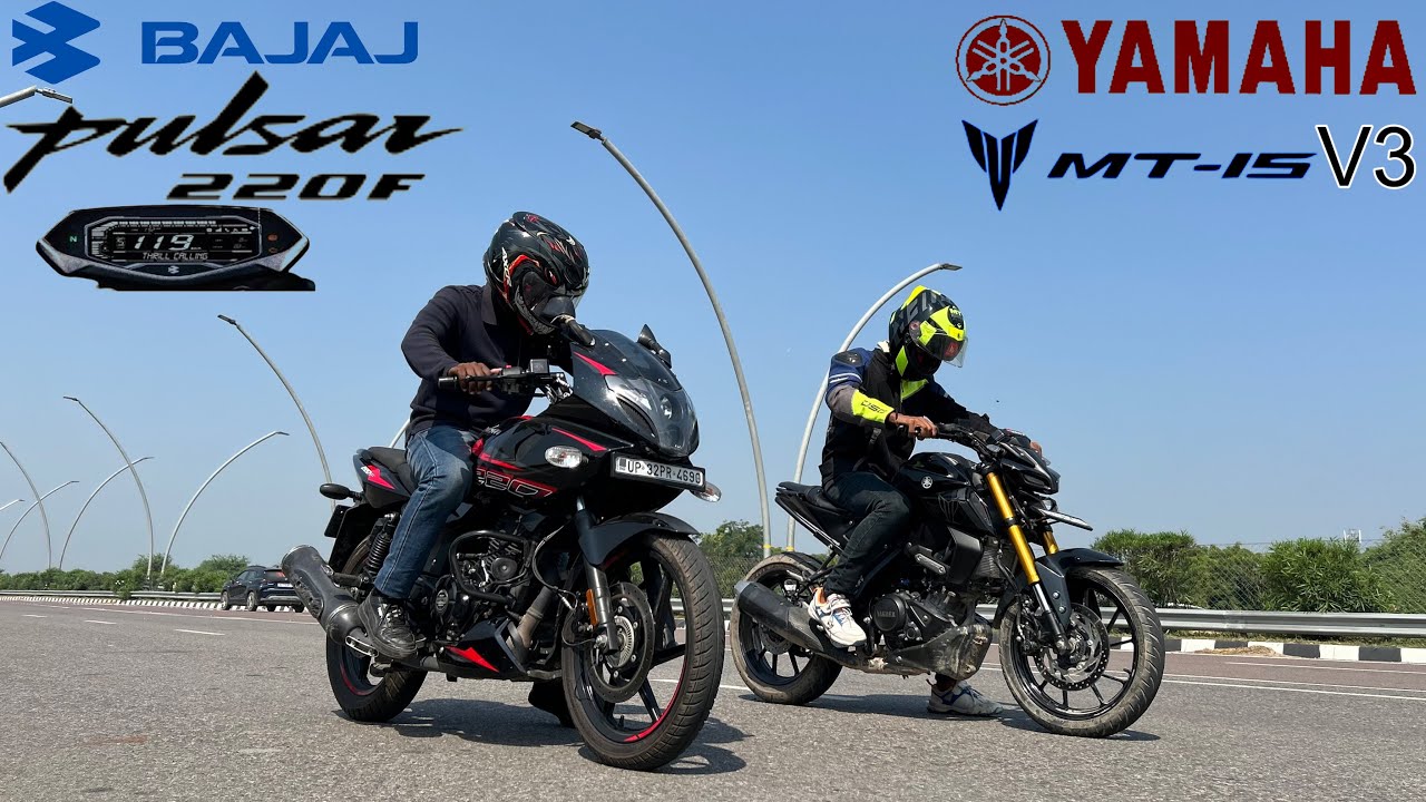 Bajaj Pulsar 220F против Yamaha MT15 V3 || Drag Race || Неожиданный результат