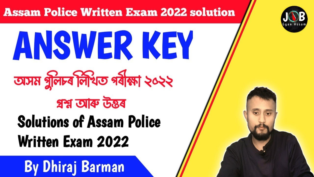 Assam police AB, UB, APRO written exam 2022 answers // Answer key Assam police written exam 2022
