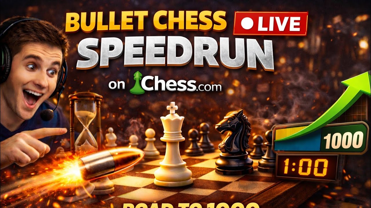 BULLET CHESS SPEEDRUN 🔴 LIVE | Road to 1000 ELO on Chess.com #shorts #chess #boardgames
