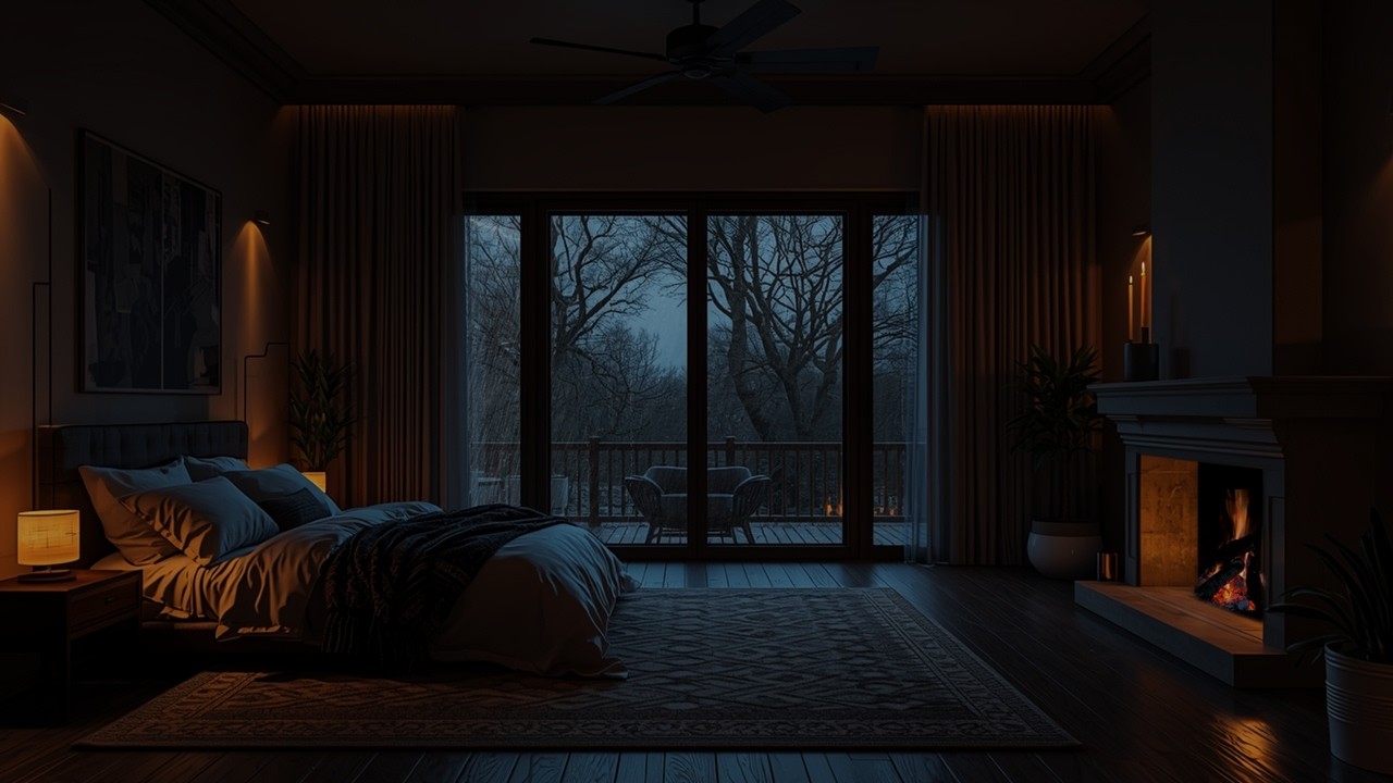 Relaxing Rain and Thunderstorm Sounds for Sleeping 🌧️ Fireplace Ambience For Sleep