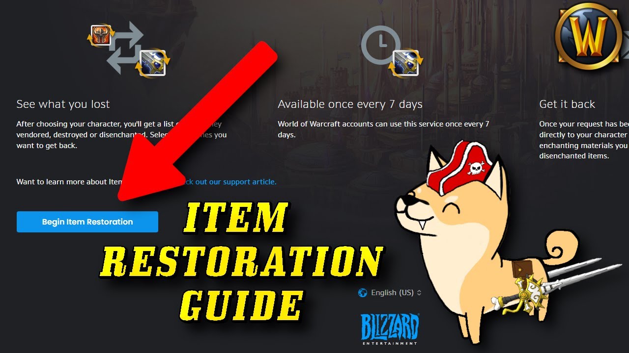 How to use the WoW Item Restoration Feature