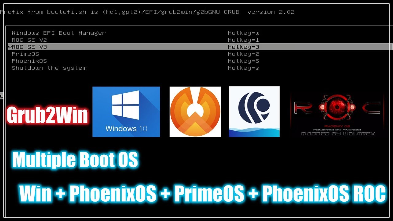 Install Multiple Boot OS Grub2Win [windows10 PhoenixOS PrimeOS]