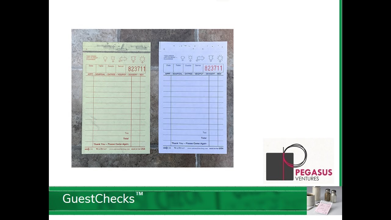 101SP Small Carbonless Two Part White WaitRpad from National Checking Company with Menu Prompts