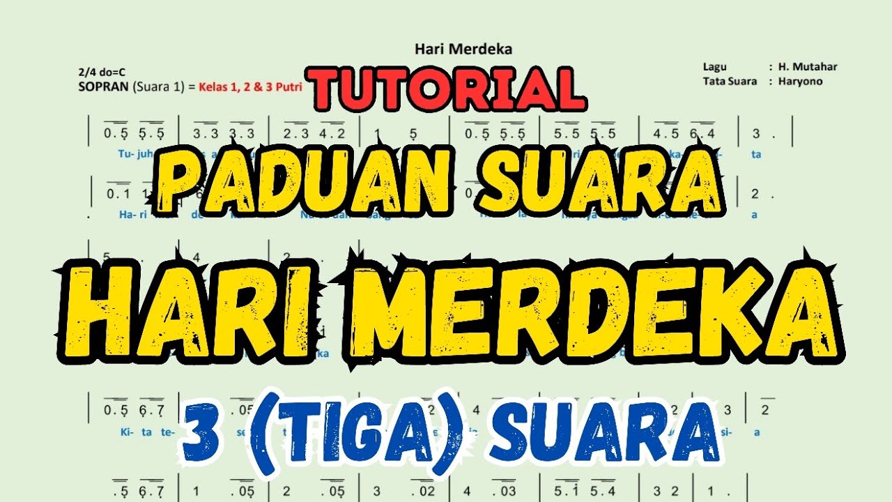 Tutorial Paduan Suara HARI MERDEKA 3 suara - 17 Agustus - Lagu Kemerdekaan