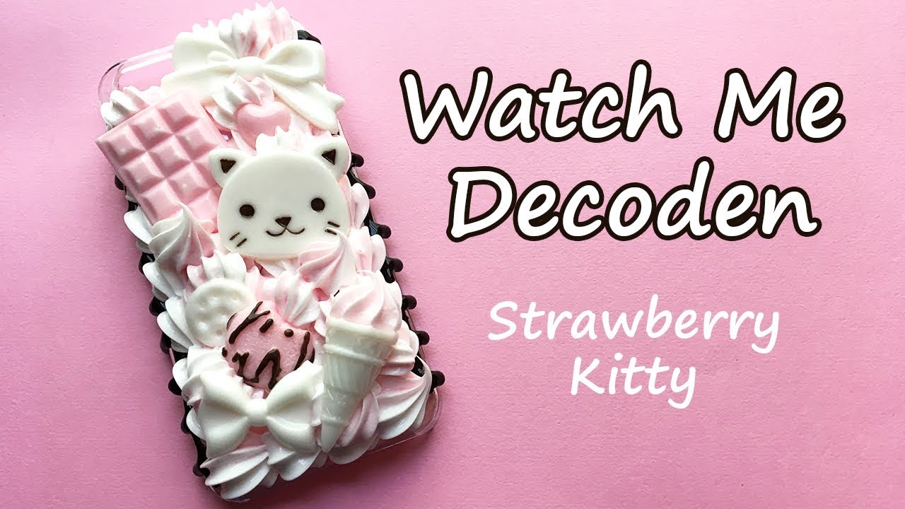 Strawberry Kitty DIY Phone Case | Watch Me Decoden 02