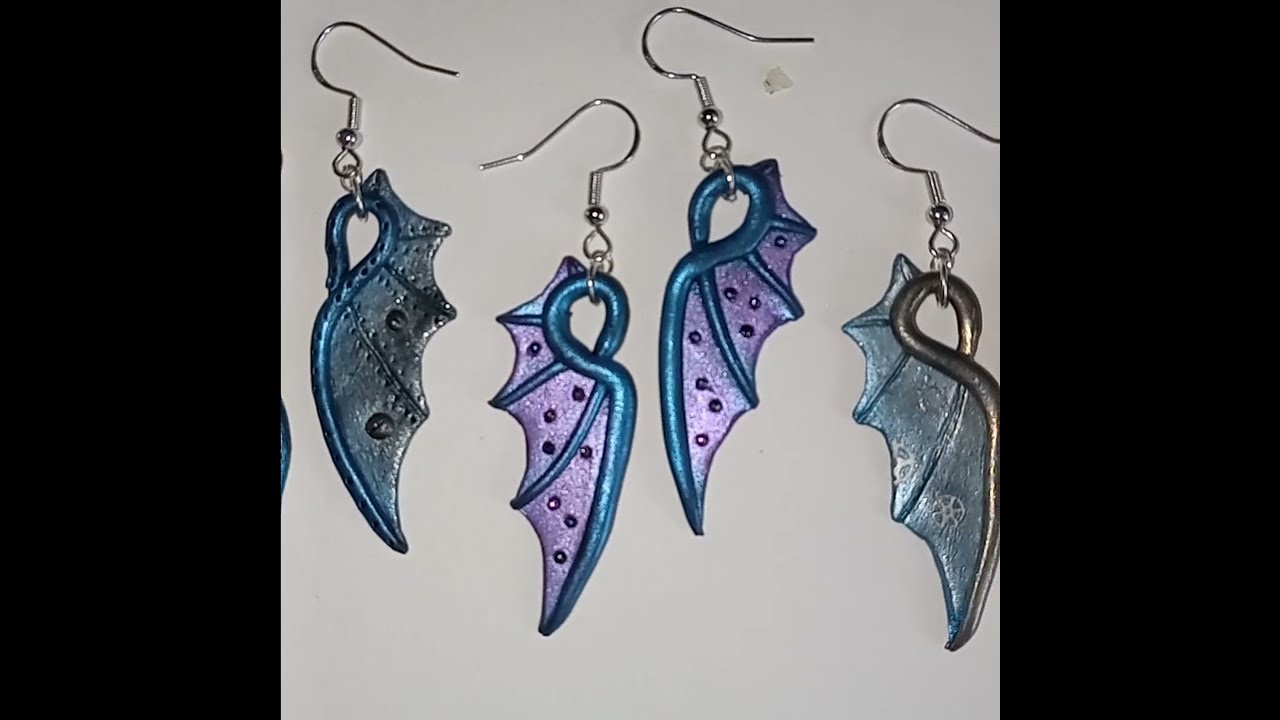 Polymer Clay Dragon Wing Earrings From Scratch #polymerclayearrings #clayjewelry #claytutorial