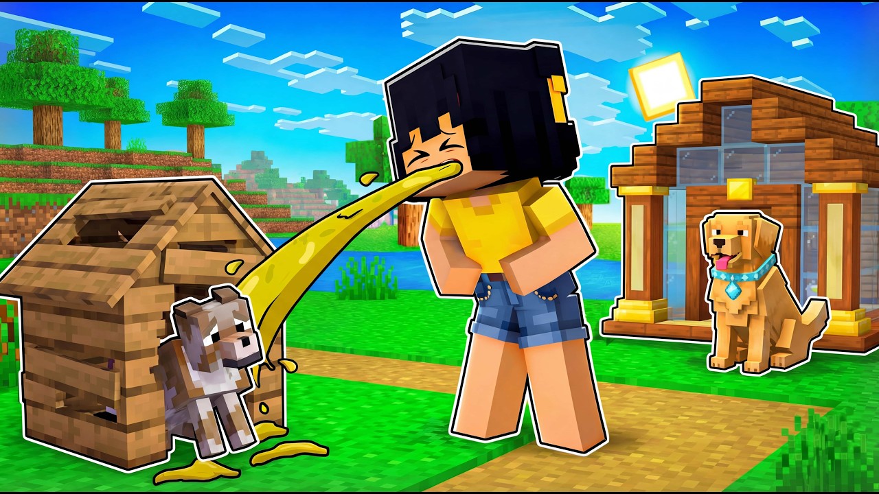 NOOB vs PRO: SAFEST Dog House Build Challenge in Minecraft