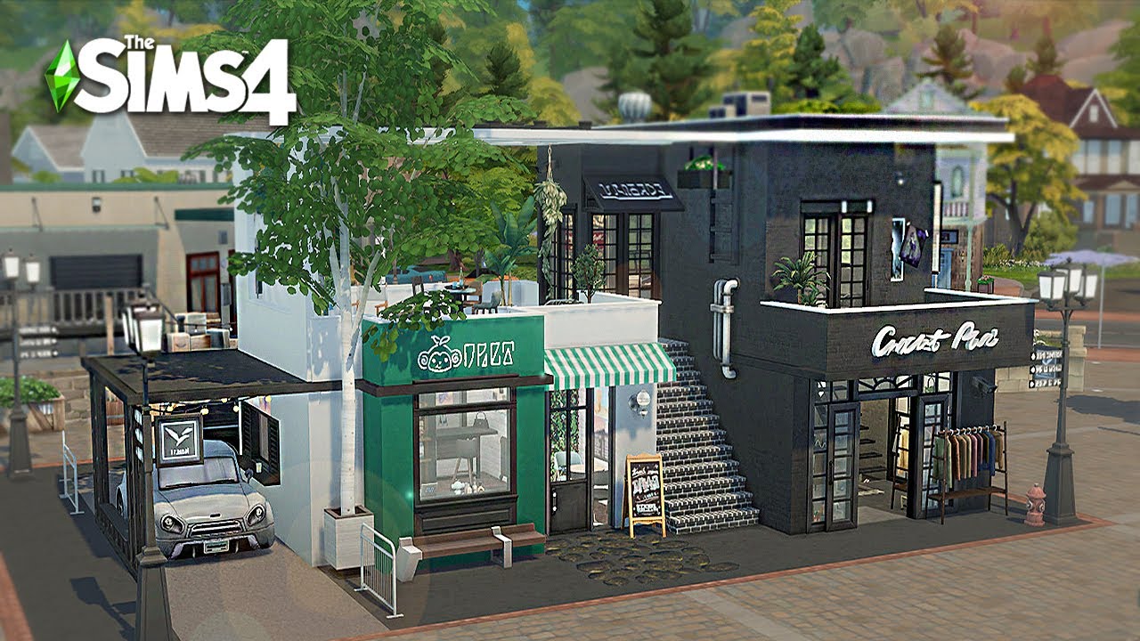 🥤어른들의 스리프티만들기 feat.버블티샵+편집샵+야외영화관(Bubble tea Shop+Thrift Store+Outdoor Cinema) l 심즈4 l sims4 l no cc