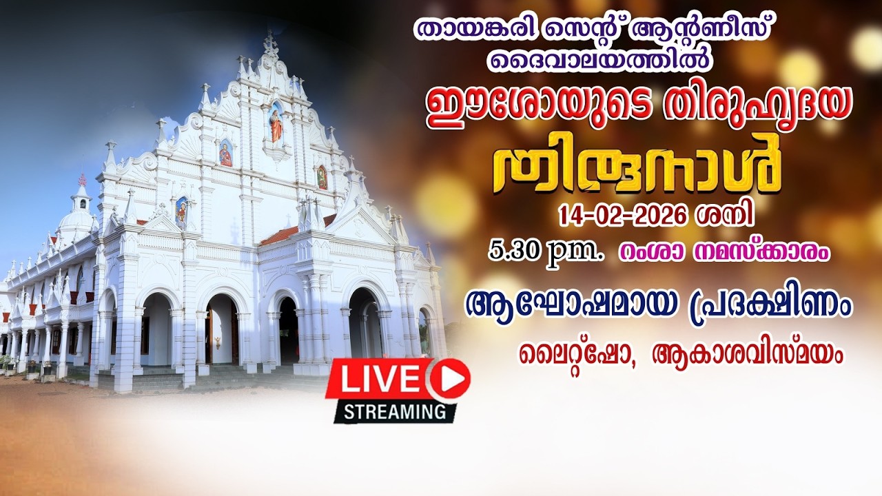 തായങ്കരി സെന്റ് ആന്റണീസ് ദൈവാലയത്തിൽ ഈശോയുടെതിരുഹൃദയ തിരുനാൾ ആഘോഷമായ തിരുനാൾ പ്രദക്ഷിണം,ലൈറ്റ് ഷോയും