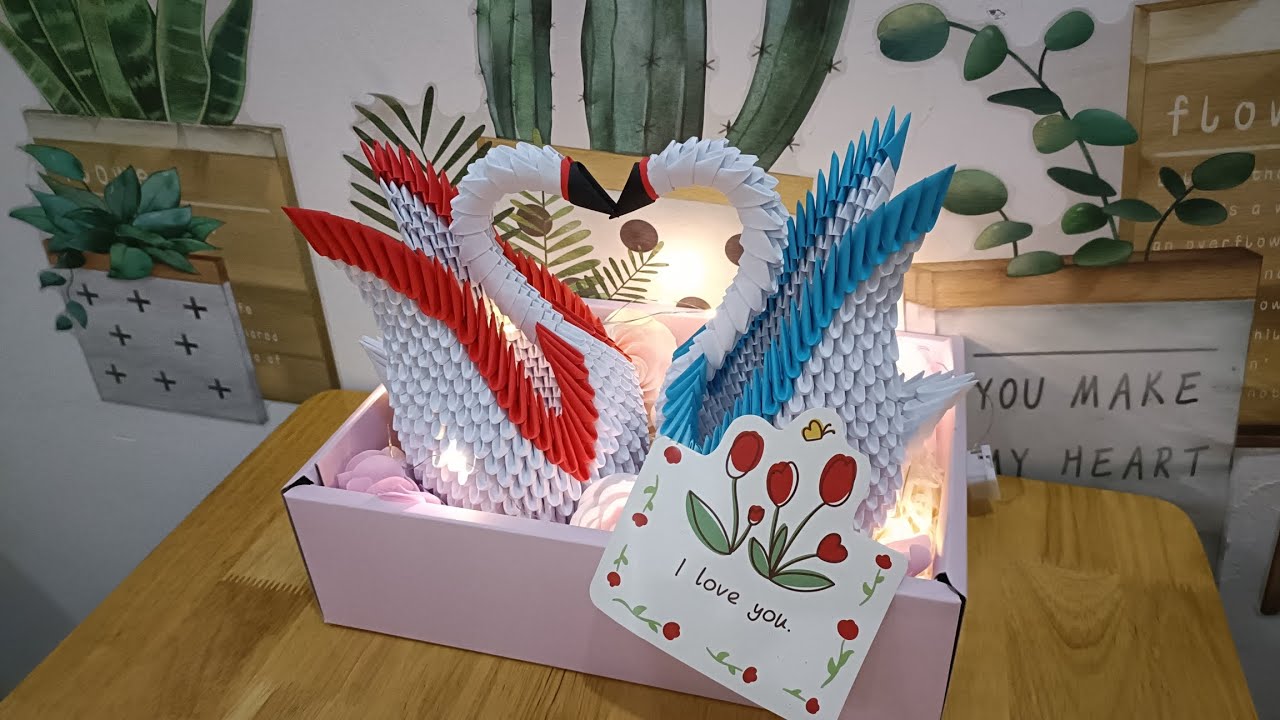 Tutorial Swan Origami 3D ♥️ Hướng dẫn xếp cặp Thiên Nga Origami 3D