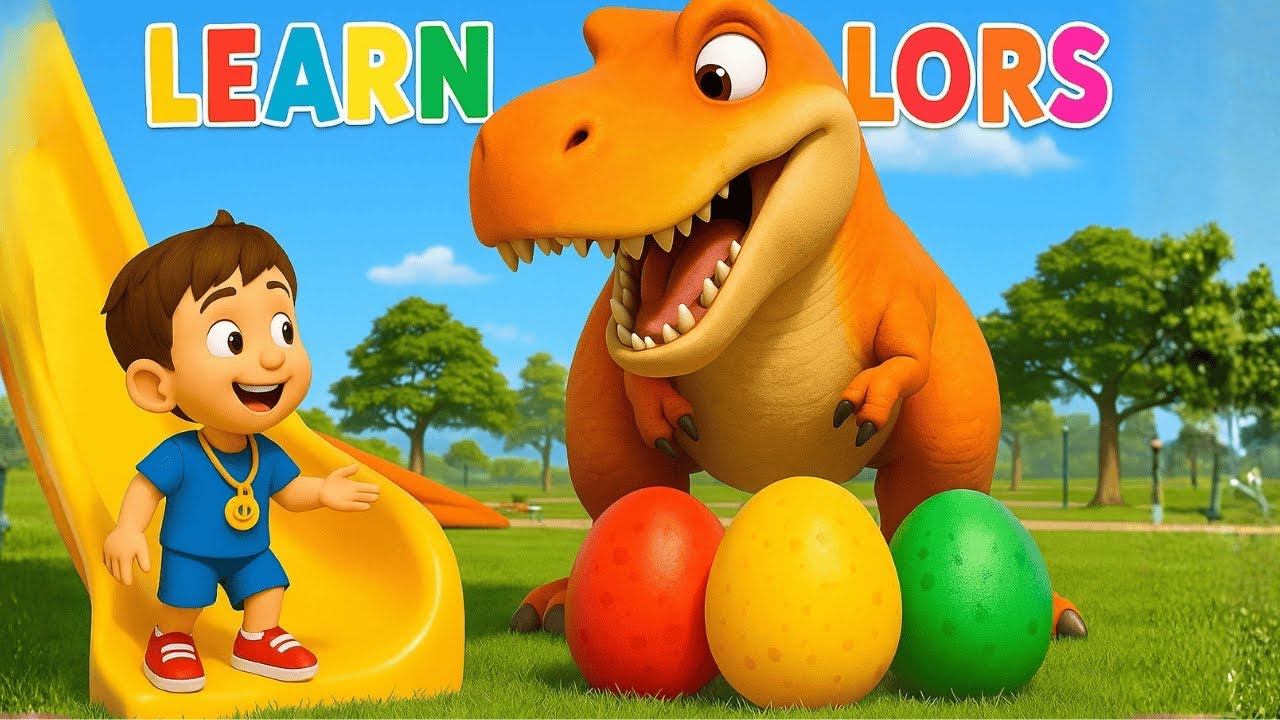 Color Song for Kids - Red, Blue, Yellow Eggs! 🦖 Learn Colors with Dino | Dino Melody Kids