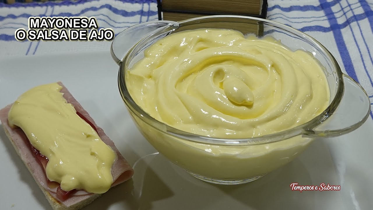 MAYONESA DE AJO DELICIOSA Y MUY FÁCIL Y RÁPIDA DE HACER con solo 4 Ingredientes