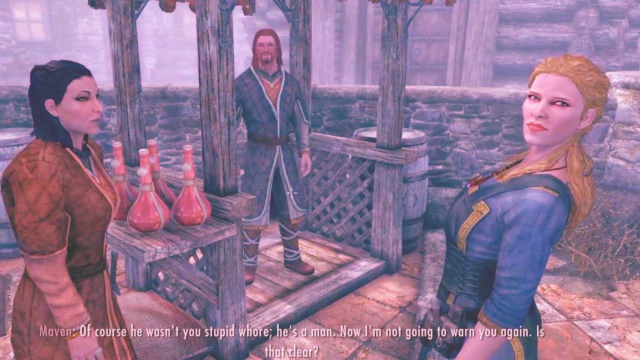 I have plenty of room in my bed... Haelga on the Riften Market. Skyrim Special Edition