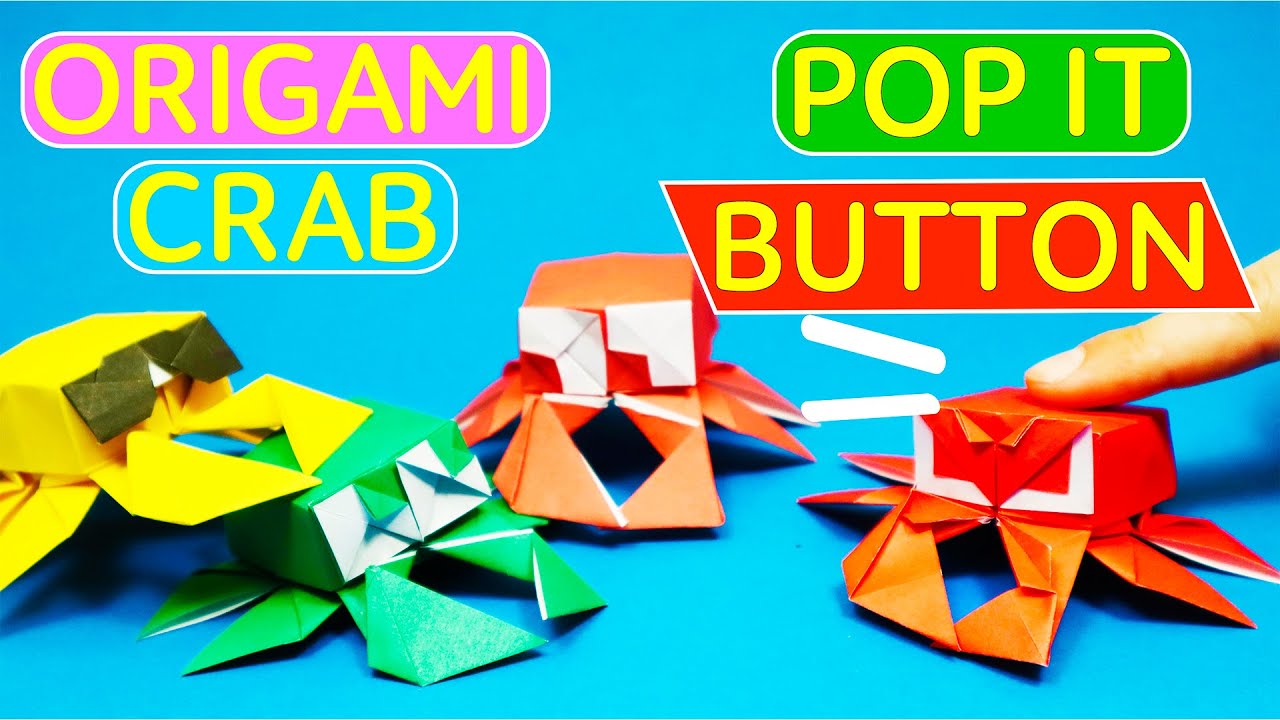 EASY ORIGAMI POP IT CRAB BUTTON without GLUE (Yakomoga) | Paper fidget toy origami