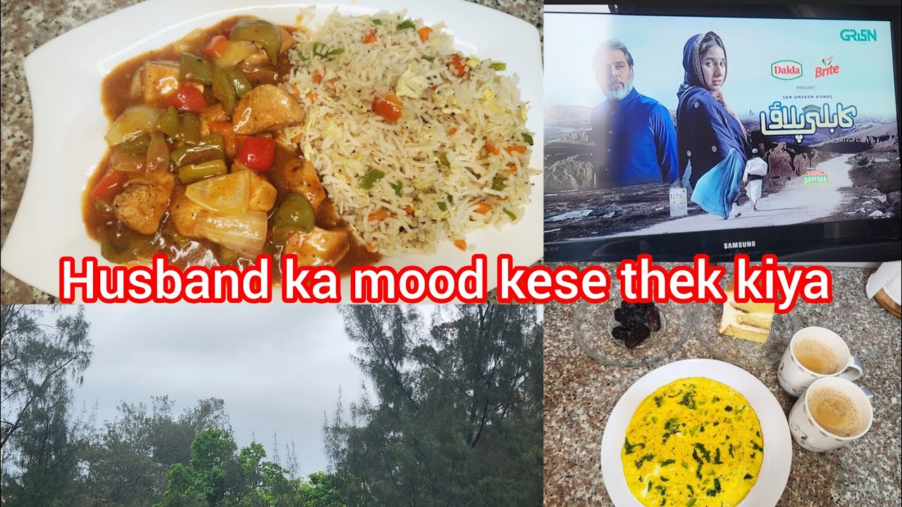 husband ka off mood thek kese kiya | aj kl kahan busy hon | chicken shashlik with fried rice recipe