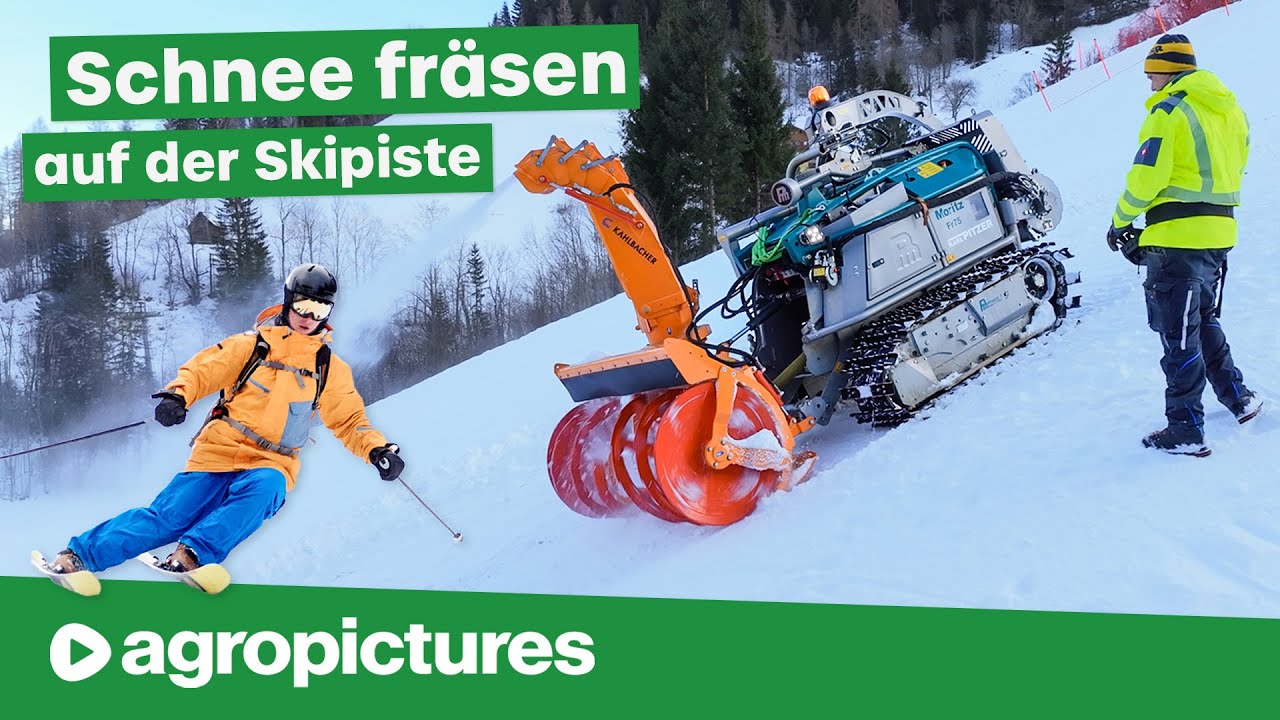 Schneefräsen extrem auf der Skipiste für das Nightrace Schladming | Pfanzelt Moritz mit Schneefräse