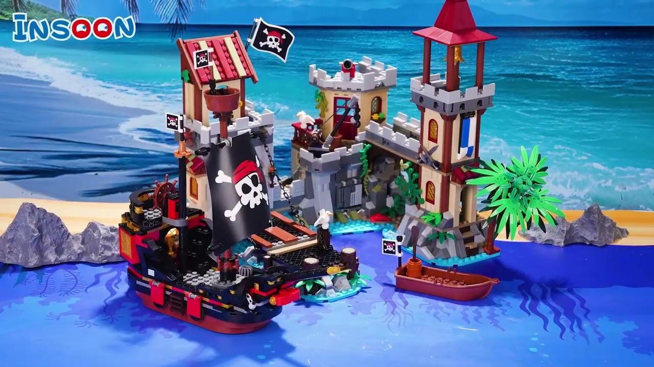 IS-HG1020 Pirate Castle Building Set with Light（Piratenburg-Bauset mit Beleuchtung）