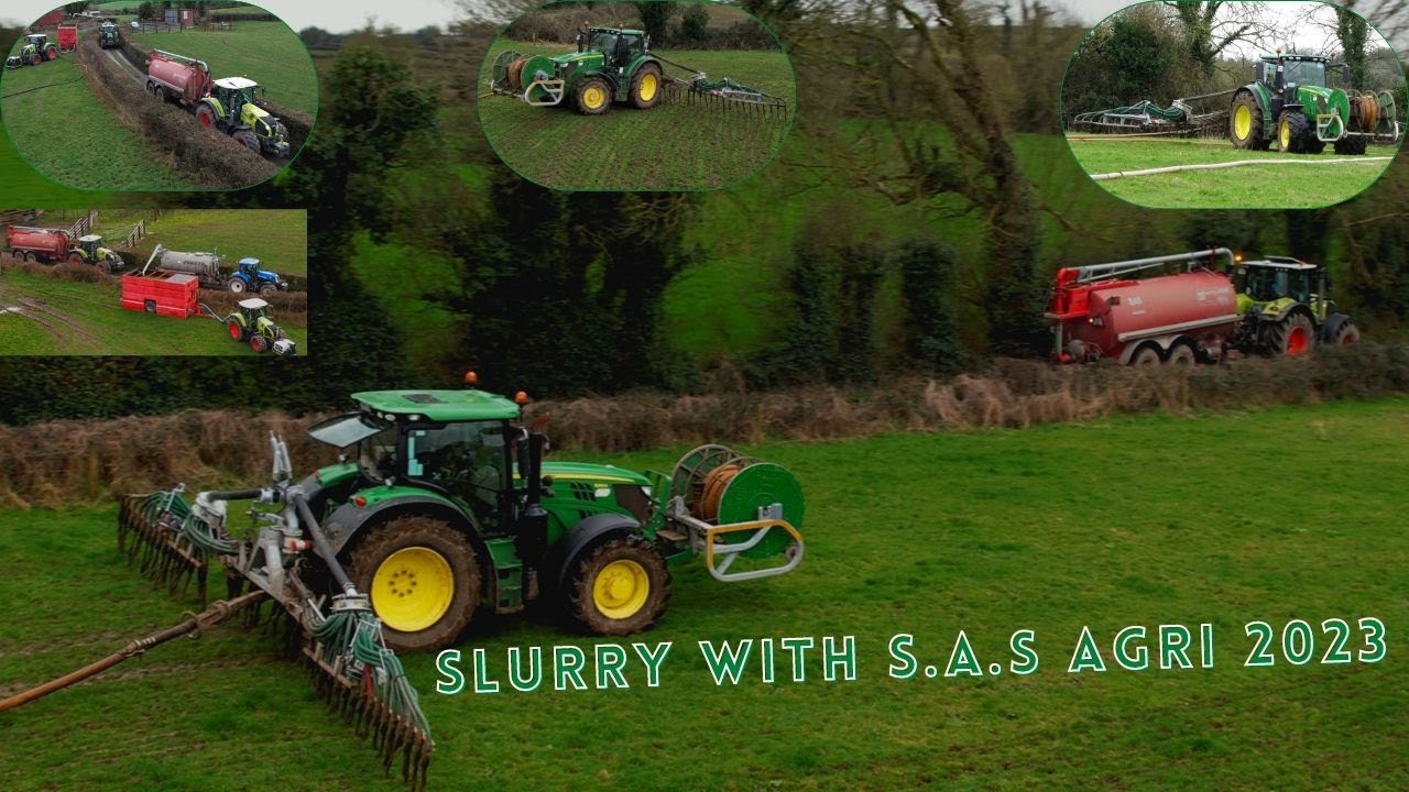 Slurry with S.A.S / Slievenamon Agri Services │ Nurse tank, Umbilical Cord and Three tankers drawing