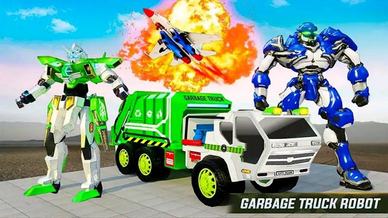 Flying Garbage Truck Robot Transform: Robot Transform Games - Android Gameplay