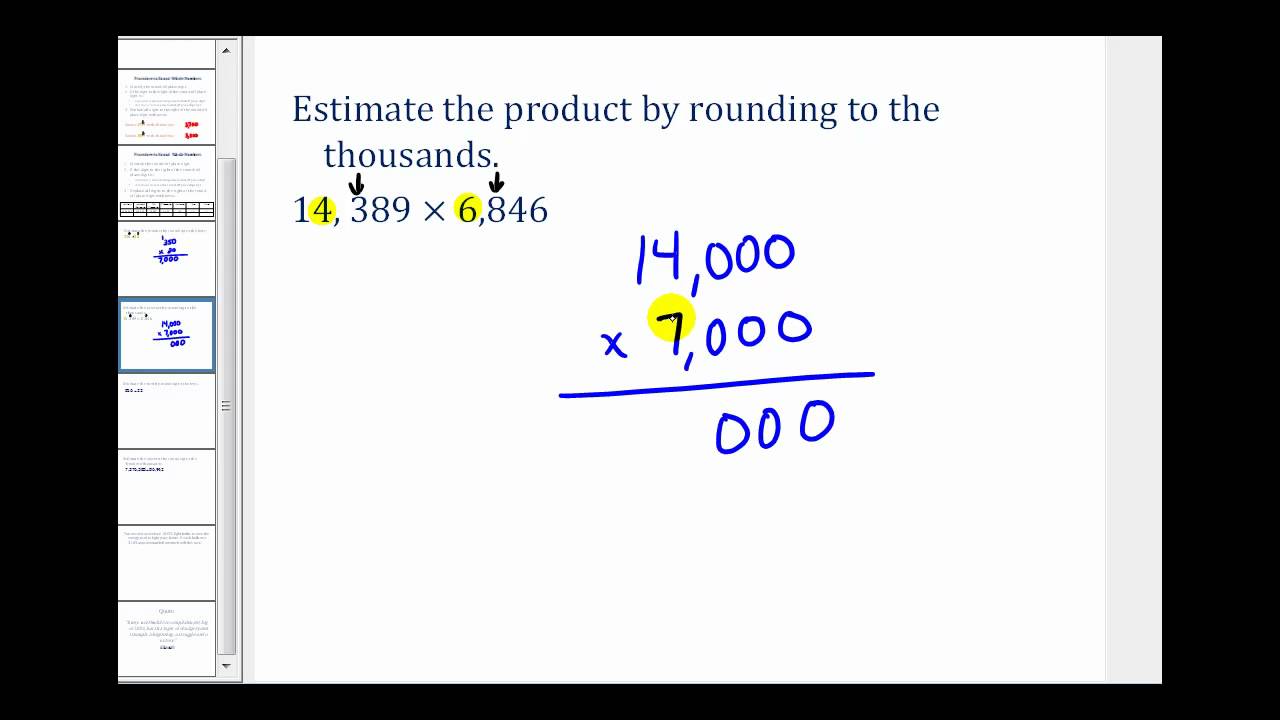Estimating Multiplication and Division Problems Involving Whole Numbers