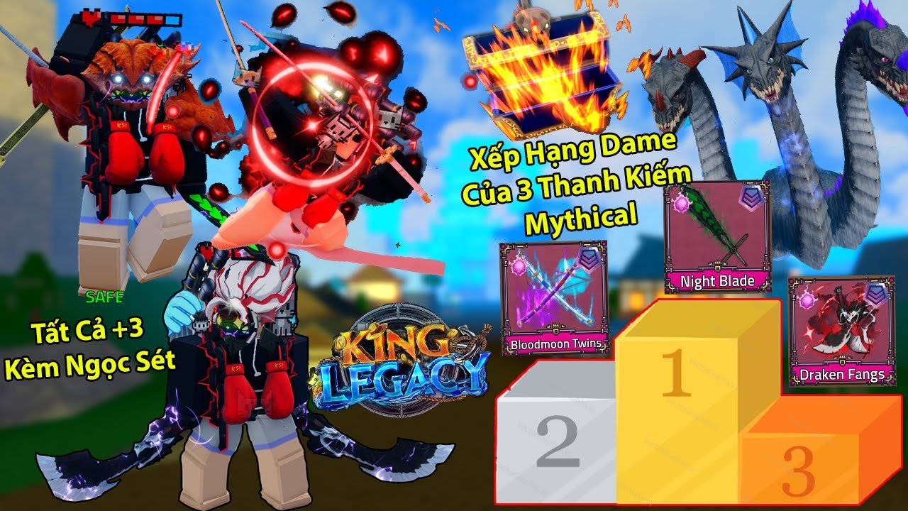 KING LEGACY | Сравните урон трёх сильнейших мифических мечей +3 на данный момент? В PvP и с монст...