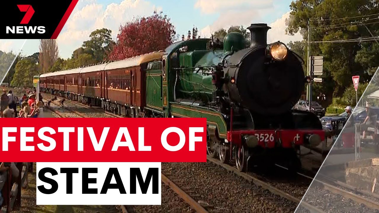 Thousands of train enthusiasts turn out for 2025 Festival of Steam in Thirlmere | 7NEWS