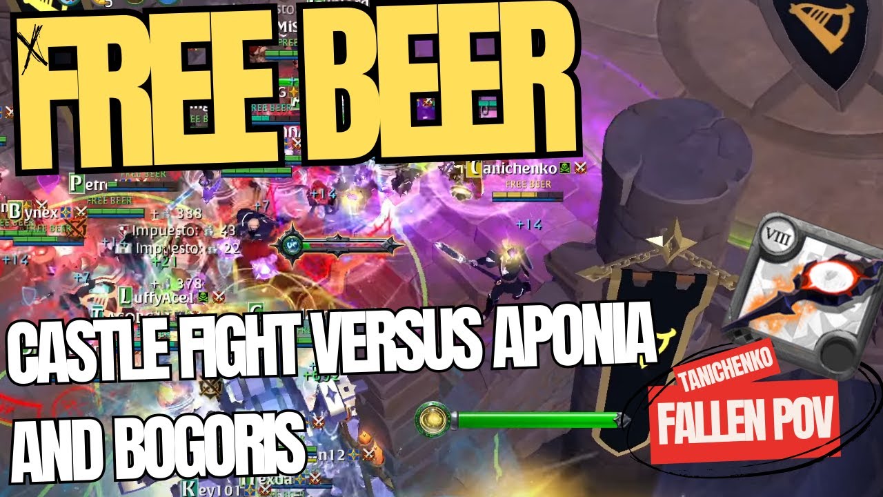 Albion Online ZvZ |🍺 Free Beer Healer POV Castle Fight vs BOGORIS and APONIA