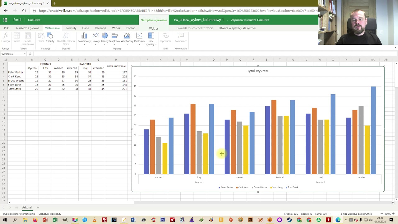 Excel: Tworzenie wykresu kolumnowego