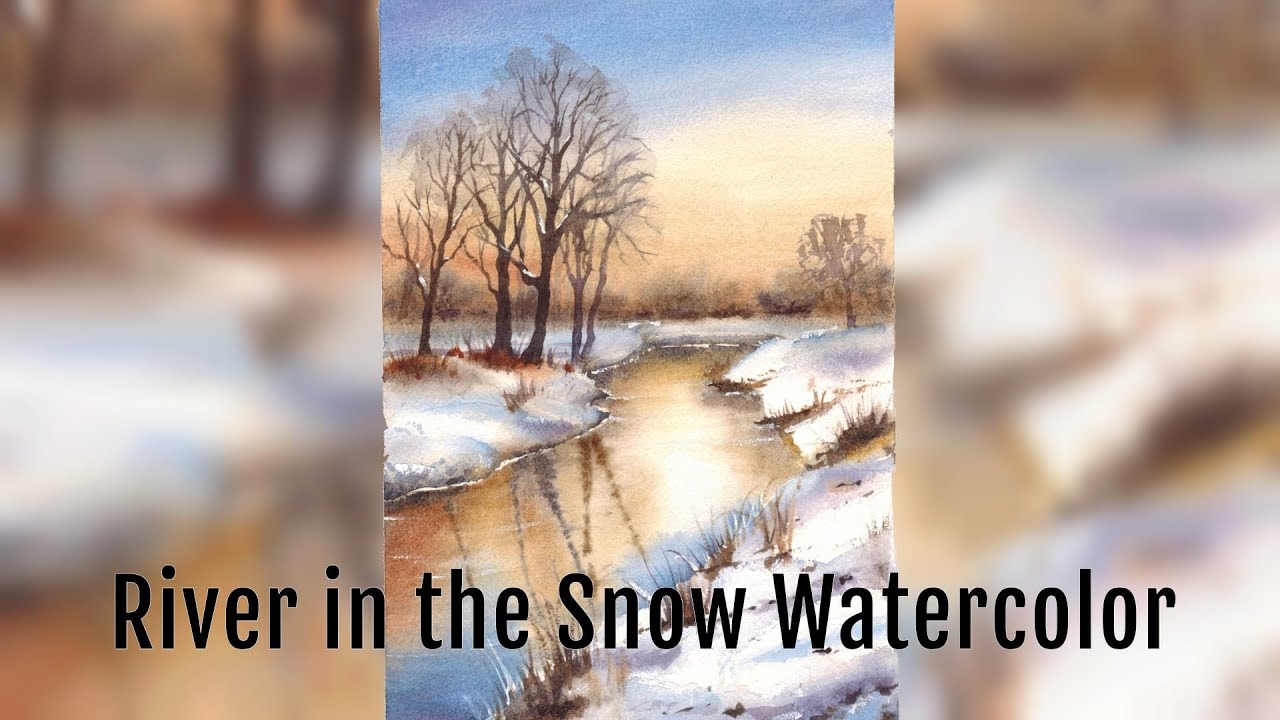 River in the snow watercolor tutorial - tutorial acquerello fiume nella neve