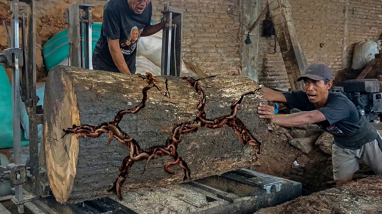 EXTREME SAWMILL DRAMA ⚠️ Massive Log Cutting Caught on Camera