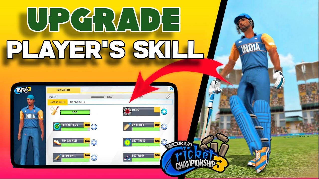🔥 WCC3 How to Upgrade Players Skill ! Batting, bowling, And fielding Skill !!