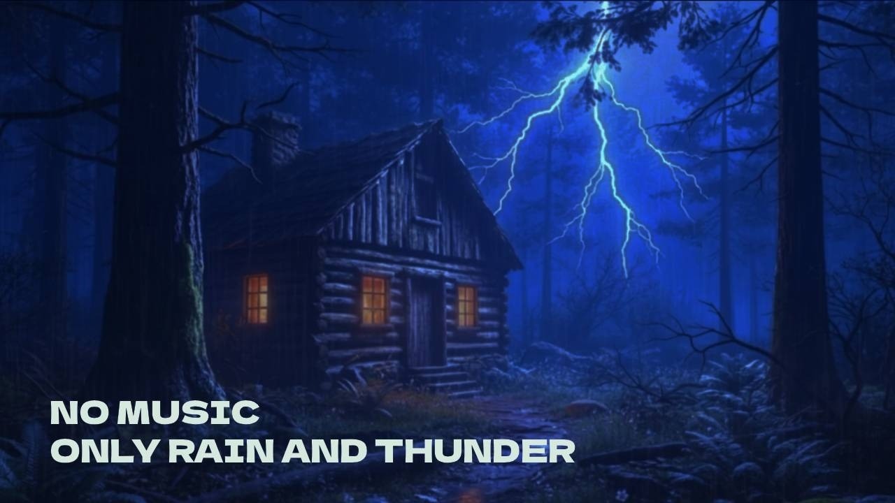 Night Rain in a Forest Cabin 🌙🌧️ Relaxing Thunderstorm Sounds for Sleep, Study & Meditation