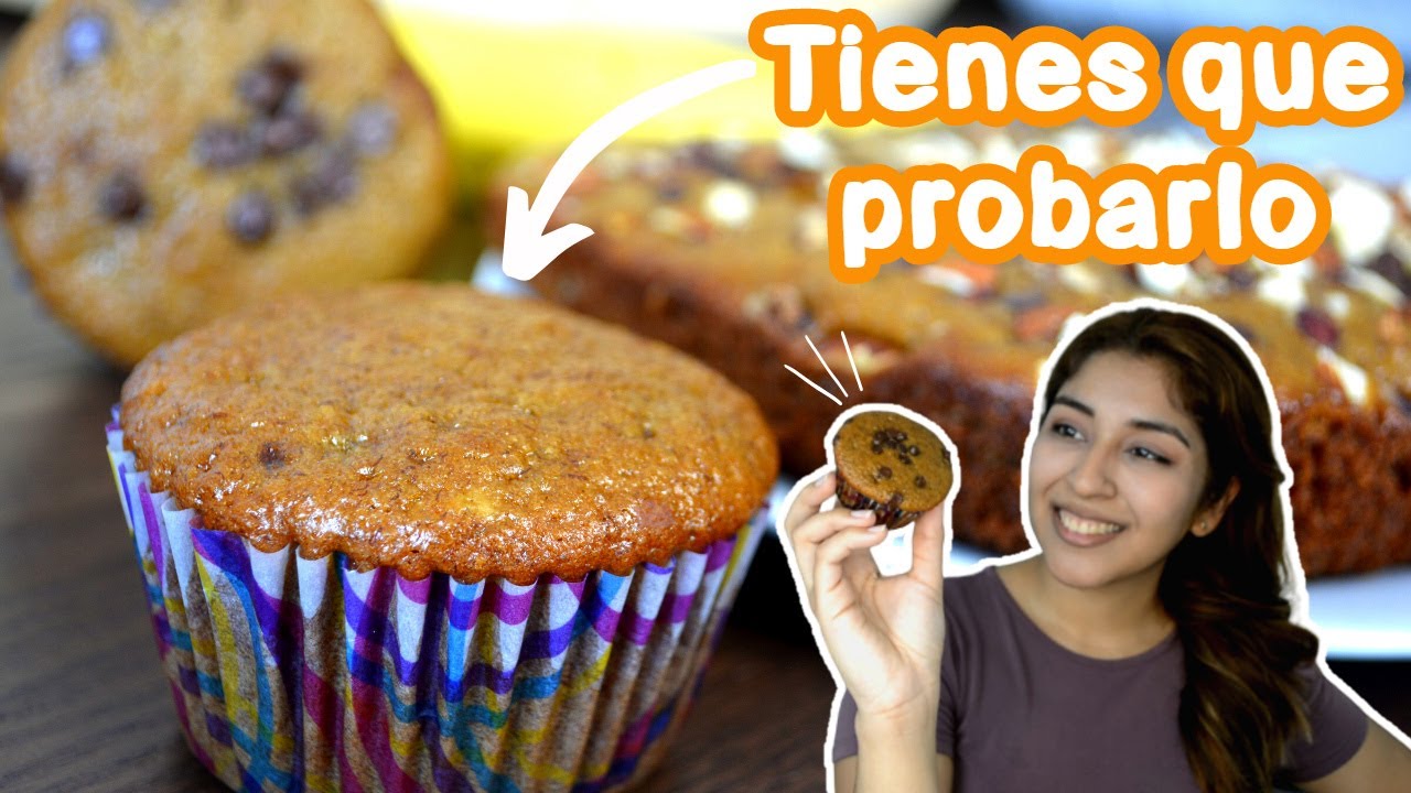 ▶️Como hacer CUPCAKES de PLATANO casero 🧁 ((ESPONJOSOS)) Receta en menos de 5 minutos