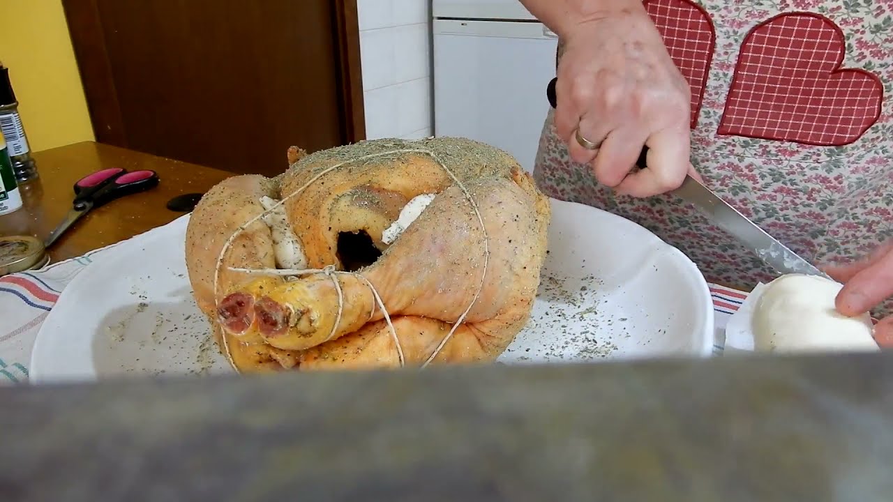 Pollo allo spiedo sul camino, come si prepara.
