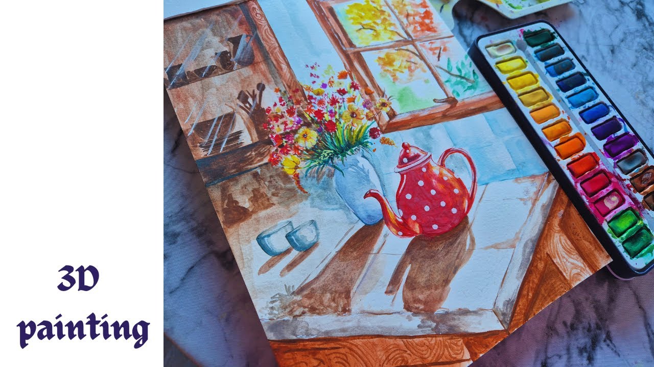 3D Watercolour Art | Tea in the Quiet Kitchen
