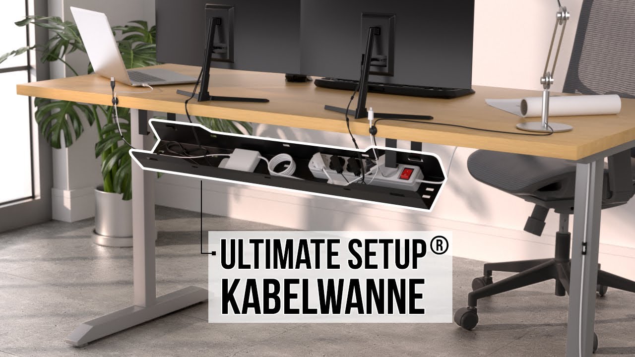 Nie wieder Kabelchaos! Kabelwanne Schreibtisch - Gro&szlig;er Kabelkanal Schreibtisch -  Kabelmanagement