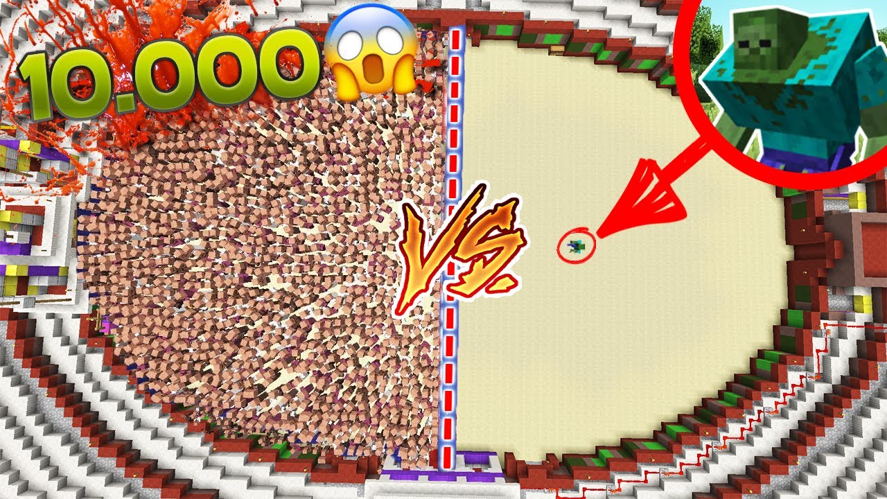 10.000 ALDEANOS Vs 1 ZOMBIE DE MINECRAFT 😱 MINECRAFT ROLEPLAY ARENA #1