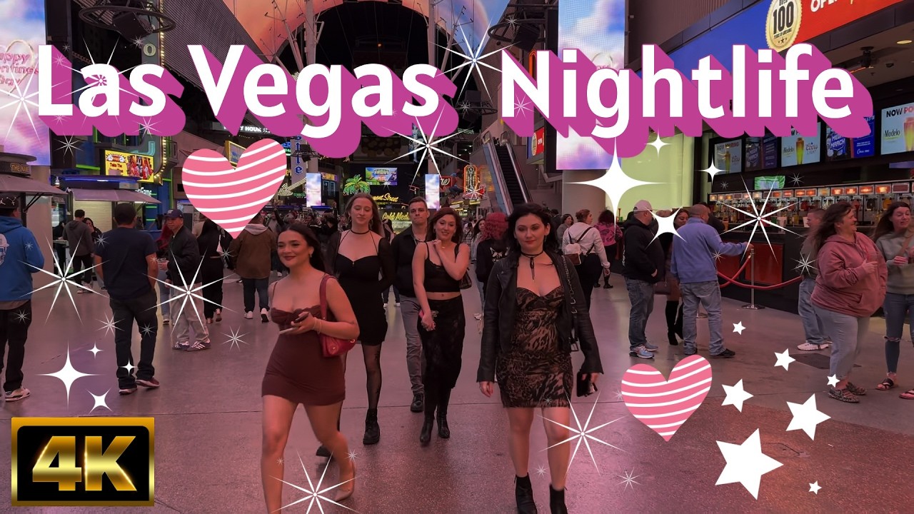 4K HDR Las Vegas Night Walking Tour | Fremont Street Night Walking Tour | Night Street Performers